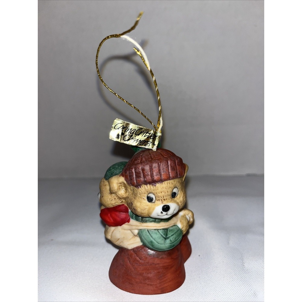 Jasco Caring Critters Chimer Christmas Porcelain‎ Ornament - Papa and Baby Bear